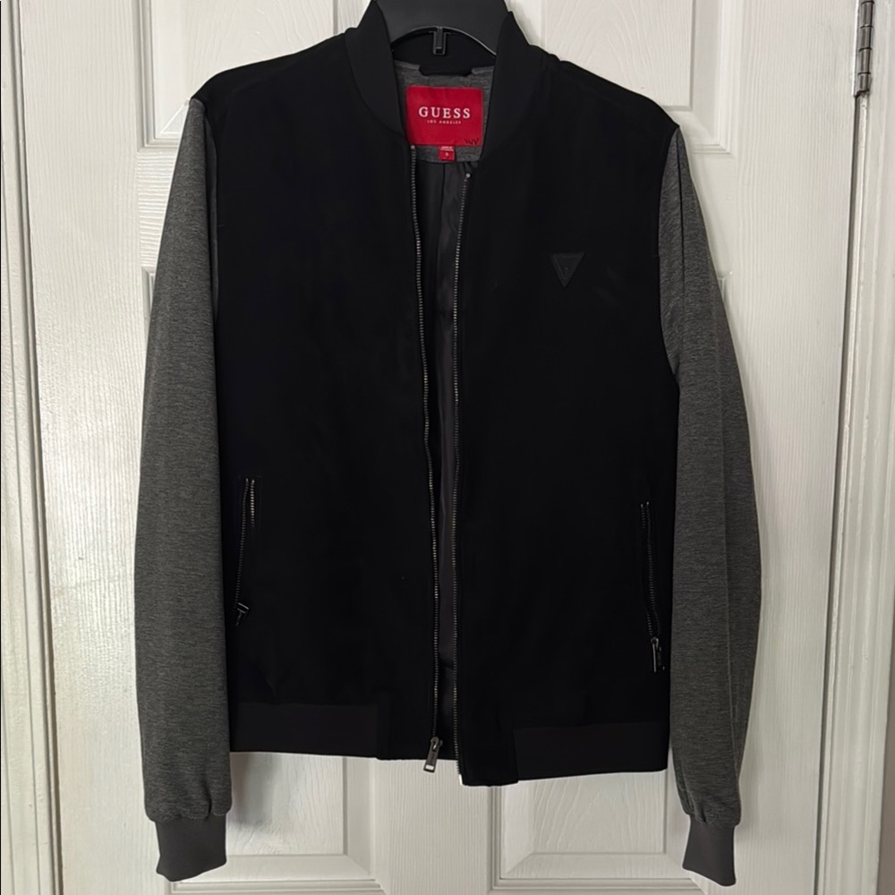 Guess Black and Gray Bomber Varsity Jacket